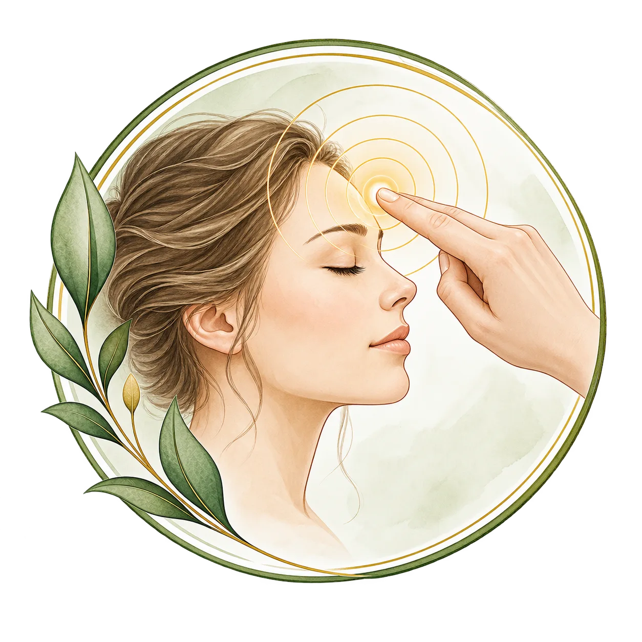 Illustration einer Berührung im Stirnbereich